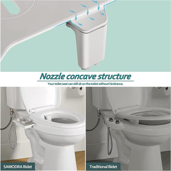 Samodra Pulvérisateur Bidet non électrique avec double buses rétractables autonettoyantes - Nettoyage avant et arrière - Bouton poussoir réglable pour eau froid,chrome