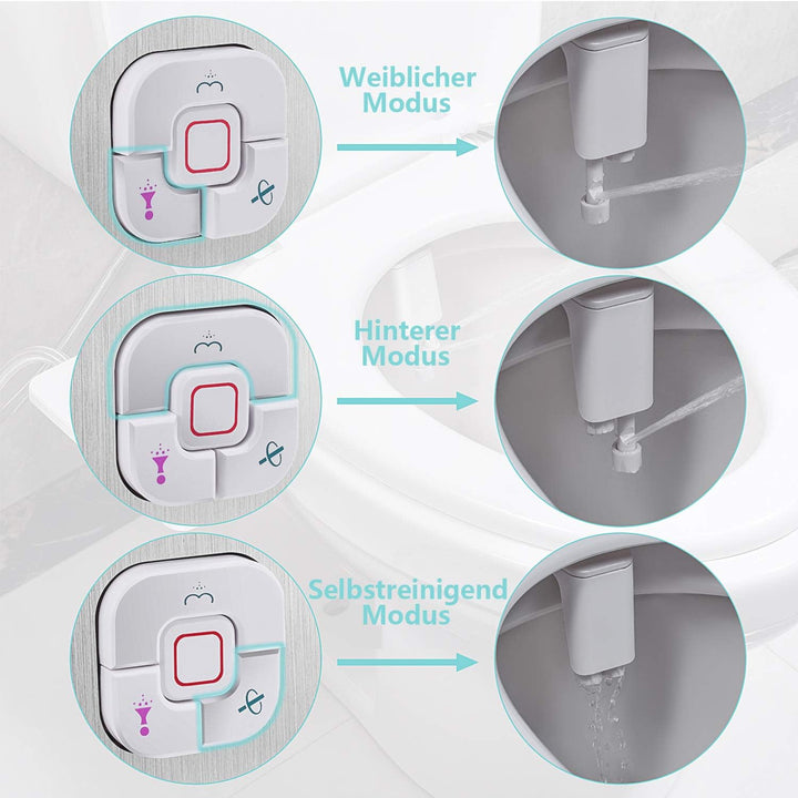 Samodra Pulvérisateur Bidet non électrique avec double buses rétractables autonettoyantes - Nettoyage avant et arrière - Bouton poussoir réglable pour eau froid,chrome