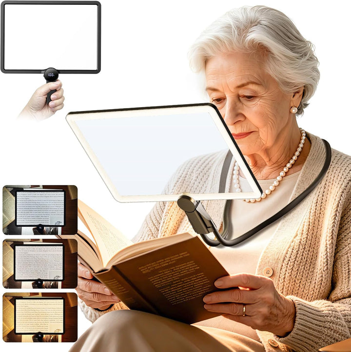 Magnifying Glass with Light for Reading, Rechargeable Full Page 9.45" x 6.7" Neck Wear Magnifier for Reading Books,Sewing, Cross Stitch