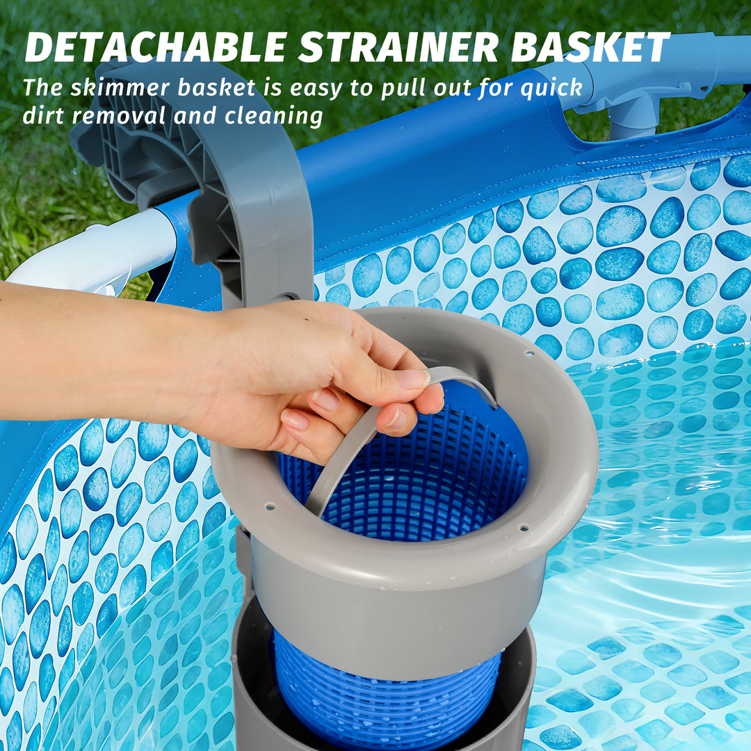 Above Ground Pool Skimmer with 4 Skimmer Socks, Floating Surface Skimmer, Wall Mount Pool Surface Skimmer with Hose and Basket, Attaches to Inflatable Collars, Tubular and Metal Frames