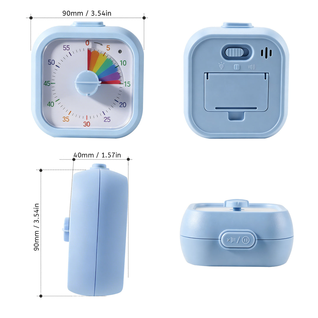 SAMODRA 60 Minute Visual Timer for Kids, Visual Countdown Timer for Classroom Office Kitchen, Timer for Kids Desk with Silent Operation (Blue Rainbow)