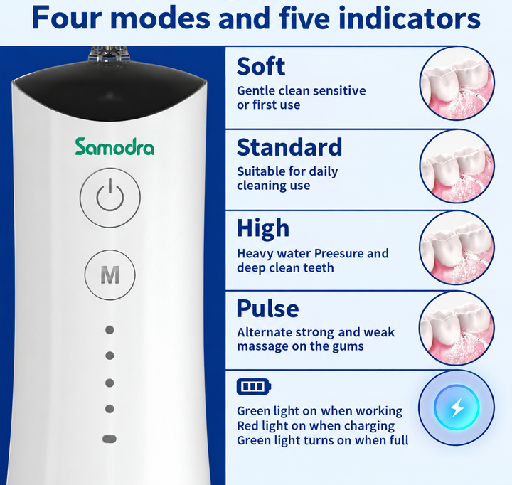 SAMODRA Water Dental Flosser Teeth Pick Electric Waterflosser