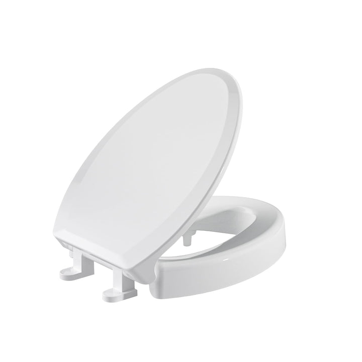 SAMODRA Raised Toilet Seat Riser, White, 3 Inch High Elevated Toilet Seat for Seniors, Soft Close, Easy Install & Clean