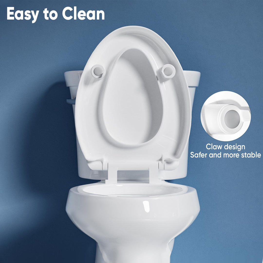 SAMODRA Raised Toilet Seat Riser, White, 3 Inch High Elevated Toilet Seat for Seniors, Soft Close, Easy Install & Clean