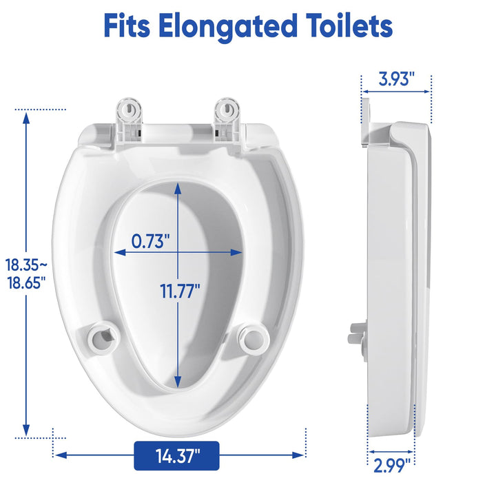 SAMODRA Raised Toilet Seat Riser, White, 3 Inch High Elevated Toilet Seat for Seniors, Soft Close, Easy Install & Clean