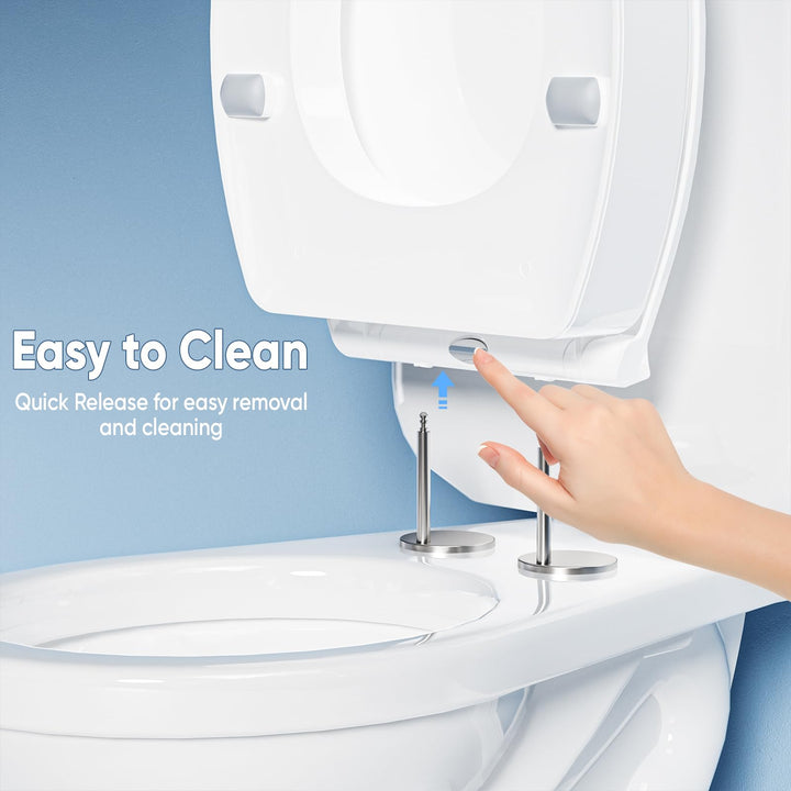 SAMODRA Raised Toilet Seat Riser, White, 3 Inch High Elevated Toilet Seat for Seniors, Soft Close, Easy Install & Clean