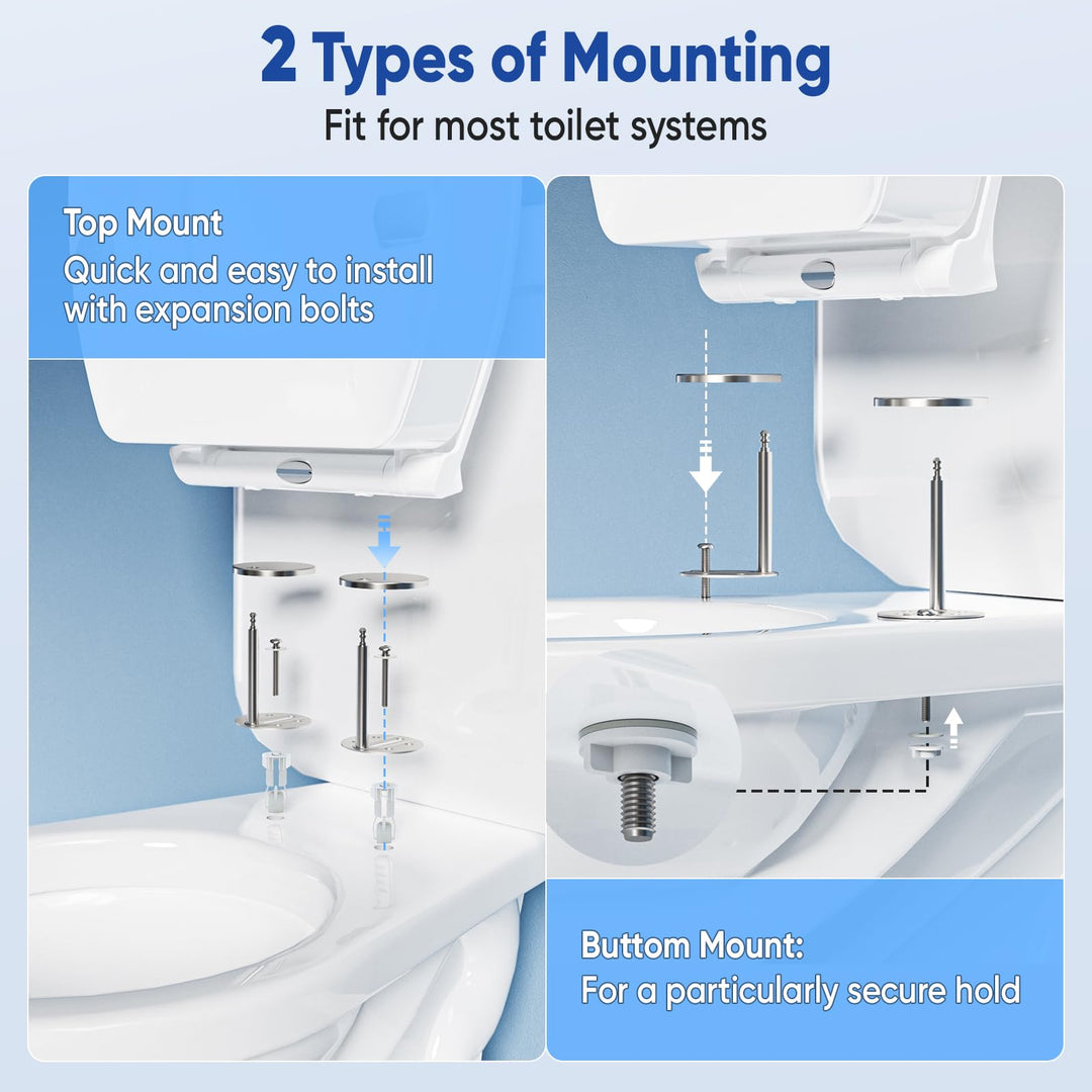 SAMODRA Raised Toilet Seat Riser, White, 3 Inch High Elevated Toilet Seat for Seniors, Soft Close, Easy Install & Clean