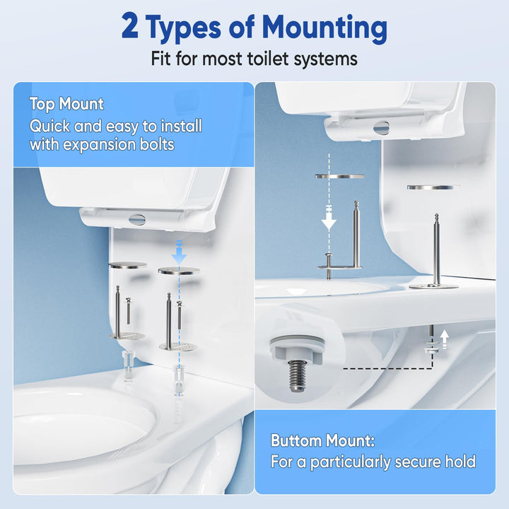 SAMODRA Raised Toilet Seat Riser, White, 3 Inch High Elevated Toilet Seat for Seniors, Soft Close, Easy Install & Clean